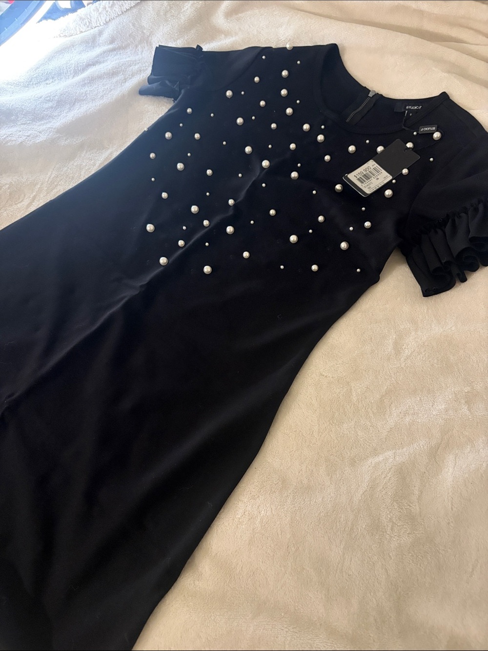 Studio Black Pearl-Embellished Girls' Formal Dress